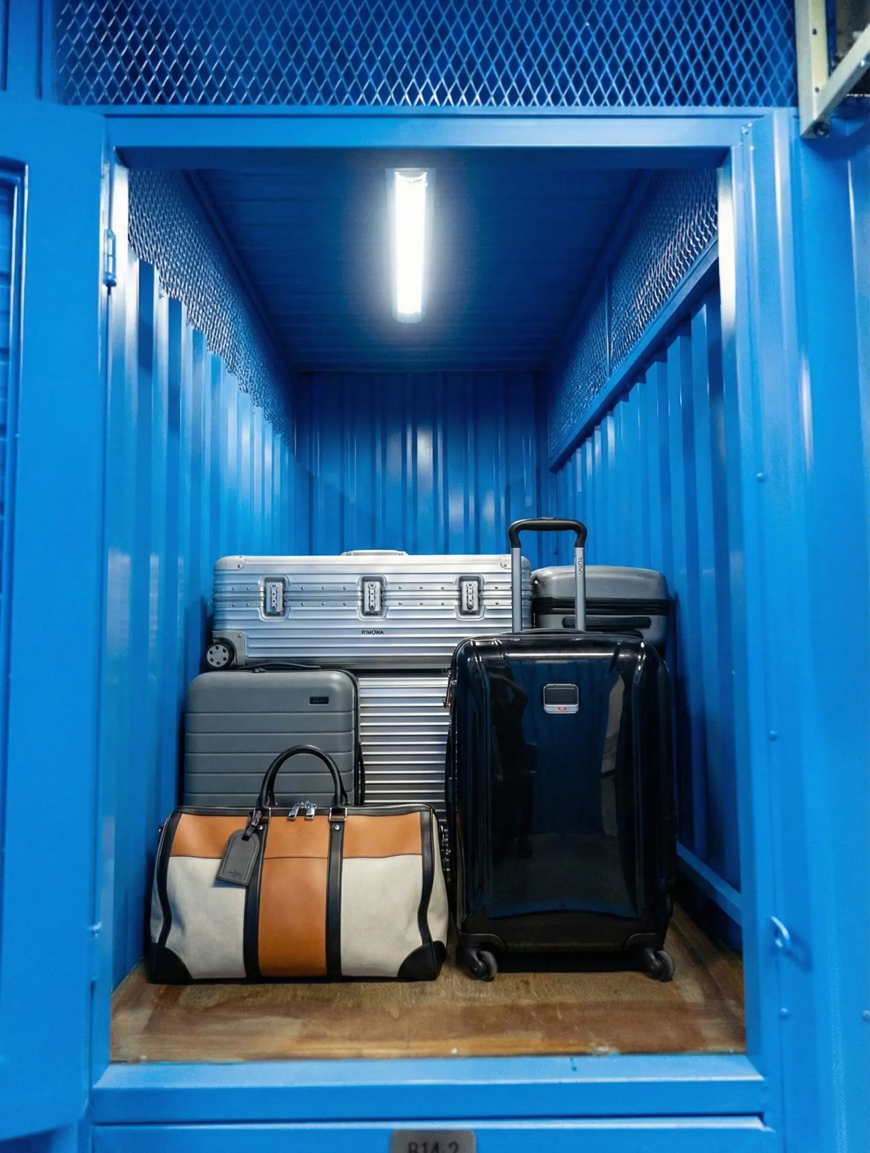 Suitcases and travel bags in luggage storage at MyStorage