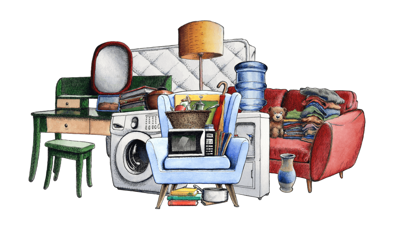 Illustration of what fits in a 5 cubic meter MyStorage self storage unit