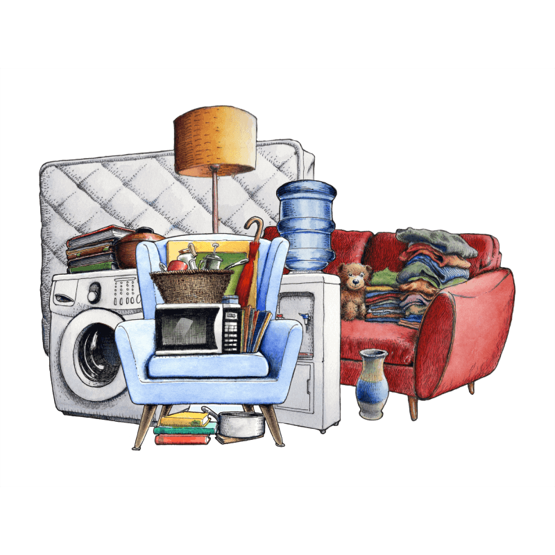 Illustration of what fits in a 4 cubic meter MyStorage self storage unit
